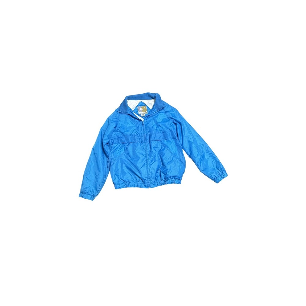 Current Seen Jacket Youth Medium Blue Nylon Windbreaker Lined Zip Front Spring